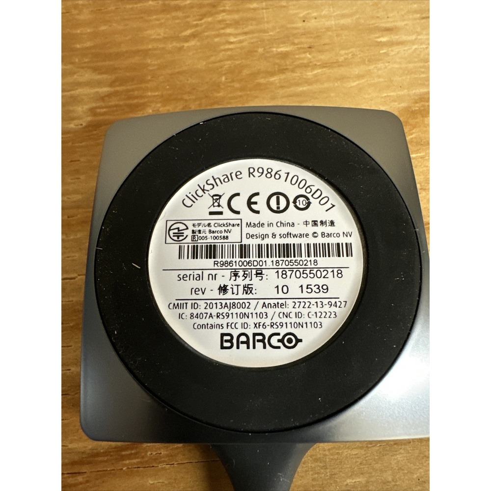 Barco‎ Clickshare R9861006D01 Wireless USB Button Wireless Interface Puck - Picture 2 of 3